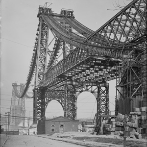 williamsburg bridge under construction caption "014748 NEW EAST RIVER BRIDGE FROM BROOKLYN"